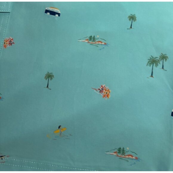 Far West Swim Shorts Mens Aqua Trunks Tropical Print Palm Trees Pockets Lined - Picture 3 of 11